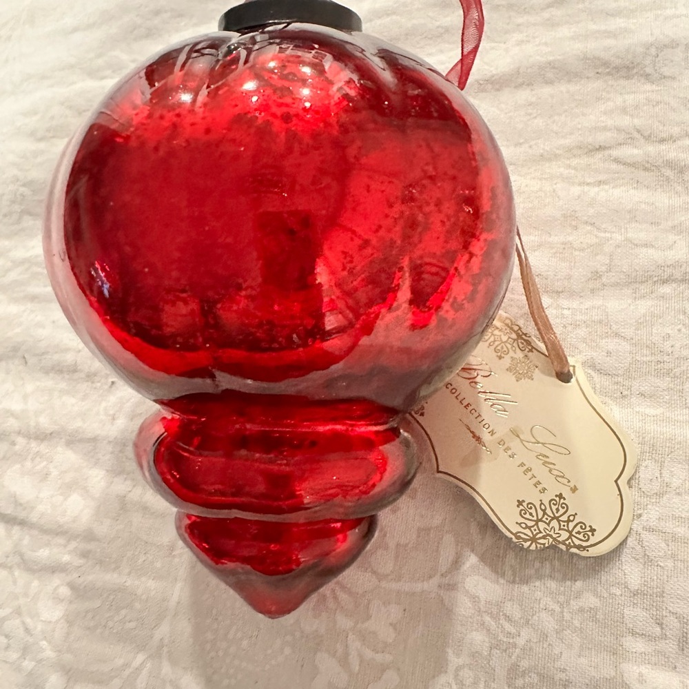 Mercury Glass Vintage look Finial Ornament red large - Picture 4 of 5